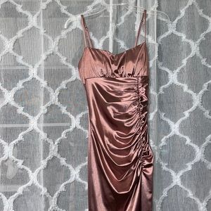 Windsor Blush Satin Rouched Evening Gown